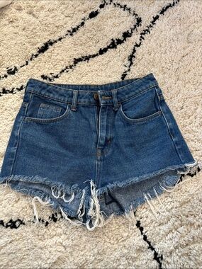 H&M Dark Blue High Waist Denim Shorts